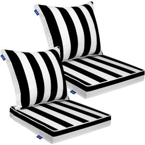 Deep Seat Cushion Set 24 x 24 inches Outdoor Patio Seat and Back Cushion Chair Cushions for Outdoor Furniture Water Repellent Set (2 Sets))