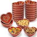 12 Pcs 3" Platos De Barro Mexicanos Clay Heart Shape Bowl Bulk Small Cielito Lindo Party Decoration Mexican Bowl Terracotta Flower Clay Pottery Dish for Birthday Wedding Party Supplies