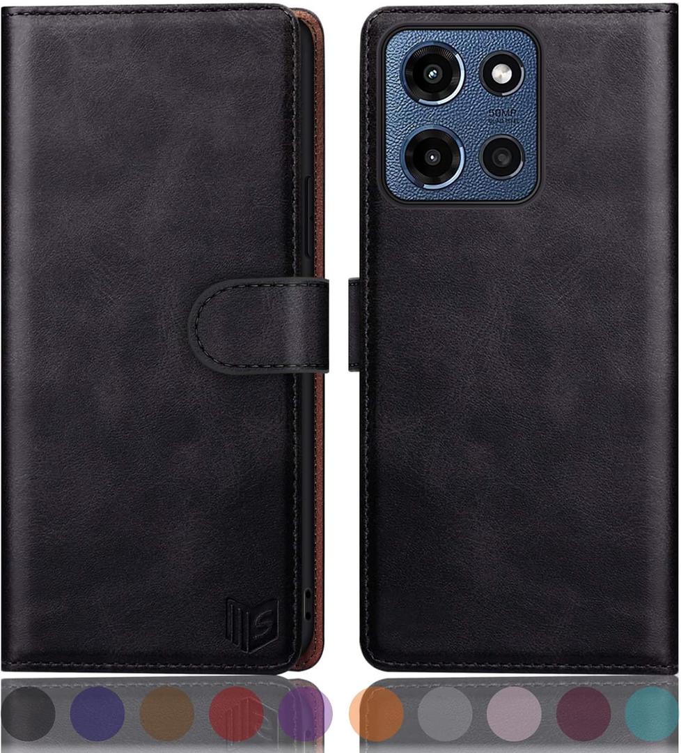 SUANPOT Compatible with Moto G 5G 2025/Moto G 5G 2026/Play 2026 Wallet case with RFID Blocking Credit Card Holder,Flip Book PU Protective Cover Women Men for Moto G 5G 2025 Phone case Black