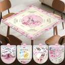 DEVPNR Mahjong Mat for Table with Rules, Noise-Reducing 32.6"x32.6" Mahjong Table Cover, Non-Slip Table Cloth for American Mahjong, Poker, Card, Board & Tile Games, Easy Storage with Travel Bag (Pink)