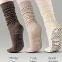 Juclise Non-Slip Yoga Socks for Women Breathable Grippy Workout Socks for Pilates Barre Gym & Meditation (US, Alpha, Medium, Regular, Regular, Sunlit Amber + Nude Glow + Mocha Chic), S