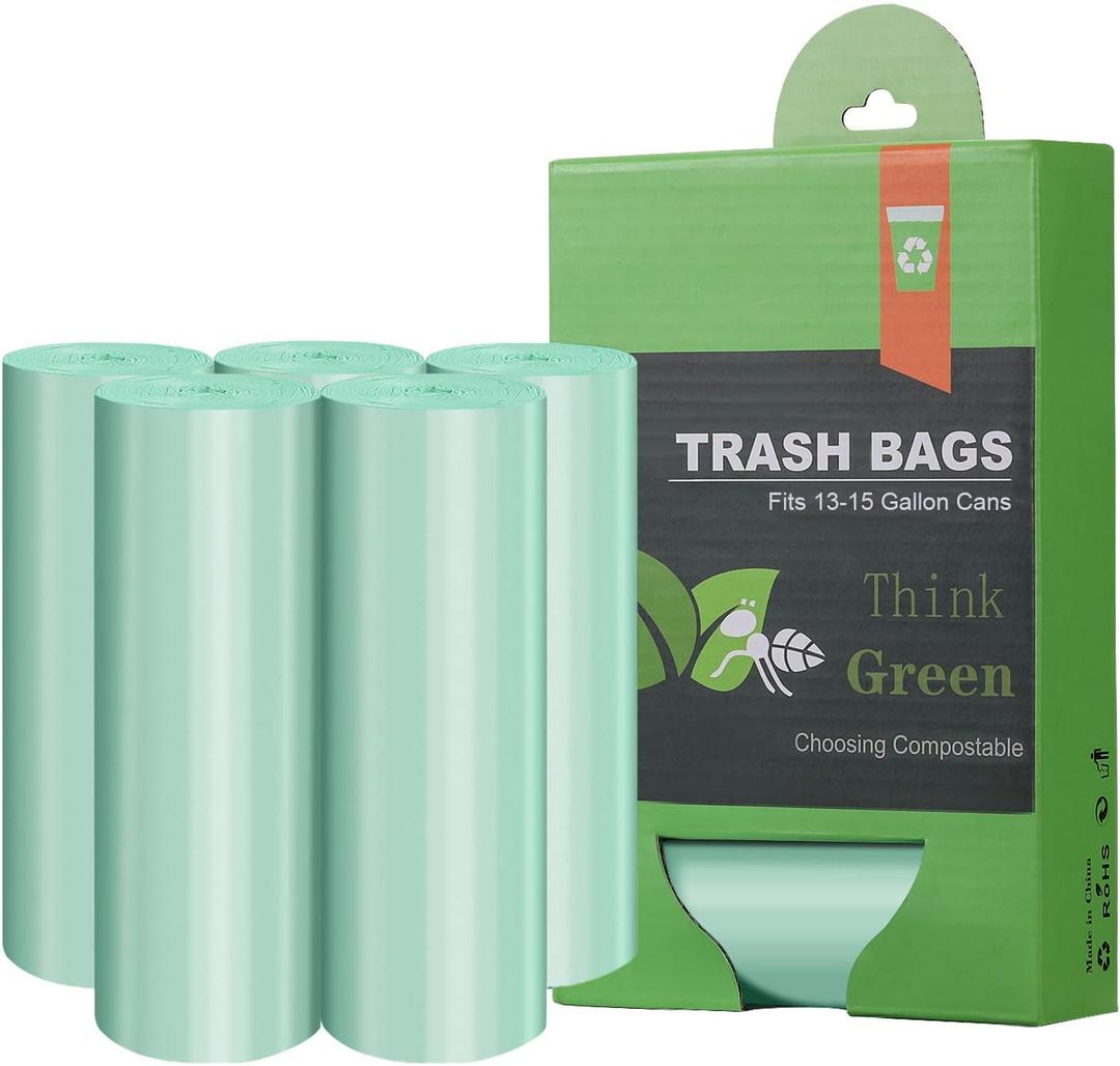 1.2 Gallon Small Trash Bags Garbage Bags, AYOTEE Mini Compostable Strong Bathroom Wastebasket Can Liners trash Bags for Home Office Kitchen fit 5L,5 Liter,1 Gal,Green