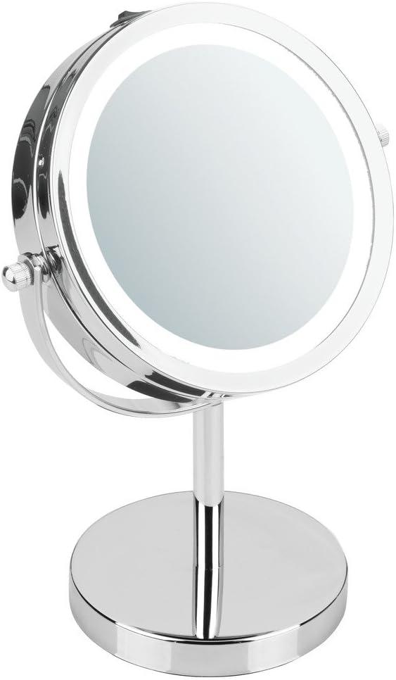 iDesign Lighted Free Standing Vanity Makeup Mirror for Bathroom Countertops - Chrome, 10" Inch (9.8"L x 7.2"W)