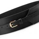 Women Wide Knotted Belt Design PU Leather Waistbands Simple Width Belt (Suit For Waist 25-31.5", Black)