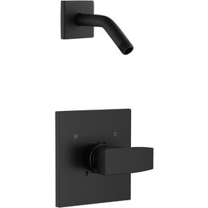 Replacement for Delta 13/14 Series Shower Handle Trim Kit with Shower Arm and Flange, Compatible with Delta R10000 Valve, Matte Black (Cartridge and Valve Not Included)