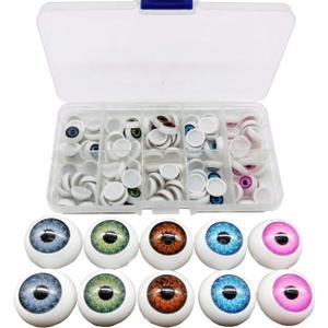 TIHOOD 100pcs/box 12mm Doll Eyeballs Half Round Acrylic Eyes for DIY Doll Bear Crafts Halloween