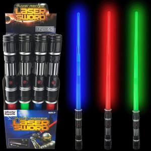 Liberty Imports 12 Pack LED Light Up Sabers Set - Motion Sensitive Retractable Swords with FX Sound Effects for Kids Party Supplies, Bulk Party Favors and Cosplay (Half Retract)