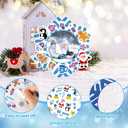 24 PCS Winter Picture Frame Ornaments Paper Christmas DIY Photo Frame Craft Set Hanging Decorations For Christmas Tree Decor (Snowflake)