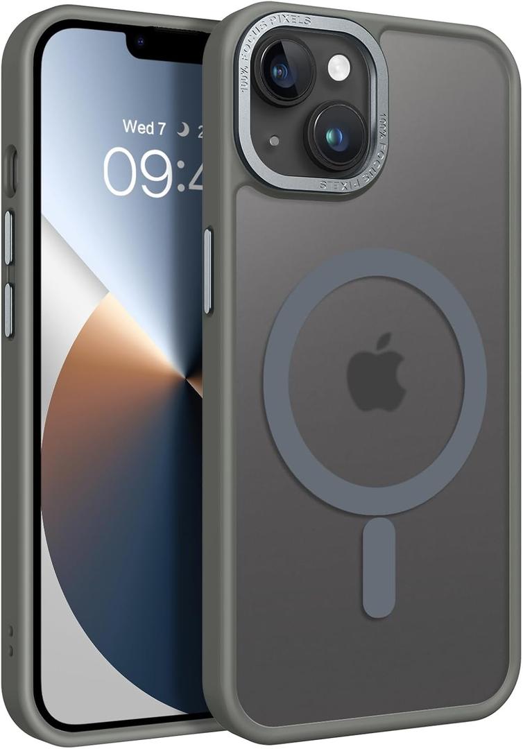 BENTOBEN Magnetic for iPhone 13 Case & iPhone 14 Case [Compatible with Magsafe] Translucent Matte Phone Case iPhone 13/14 Slim Shockproof Women Men Protective Cover for iPhone 13/14 6.1", Grey