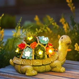 Solar Garden Turtle Statue - Turtle Decor with 7 Warming Solar LED Lights, Outdoor Decorations for Yard Patio Lawn & More, for Women, Moms, Birthdays