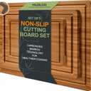 3 Pack Bamboo Cutting Board Set with Non Slip Solid Wood Cutting Boards Non Toxic Chopping Board for Kitchen Small Cutting Board Non Plastic Charcuterie Boards Meat Healthy Bread Cutting Board Sets