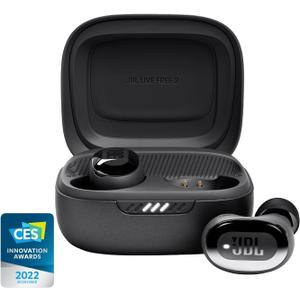 JBL Live Free 2 - True Wireless Noise Cancelling Earbuds, Up to 35hrs of Playtime, 6 mics for Perfect Calls with Zero Noise, IPX5 Waterproof, Oval Tubes for Better Comfort, Isolation, & bass (Black) (Small)