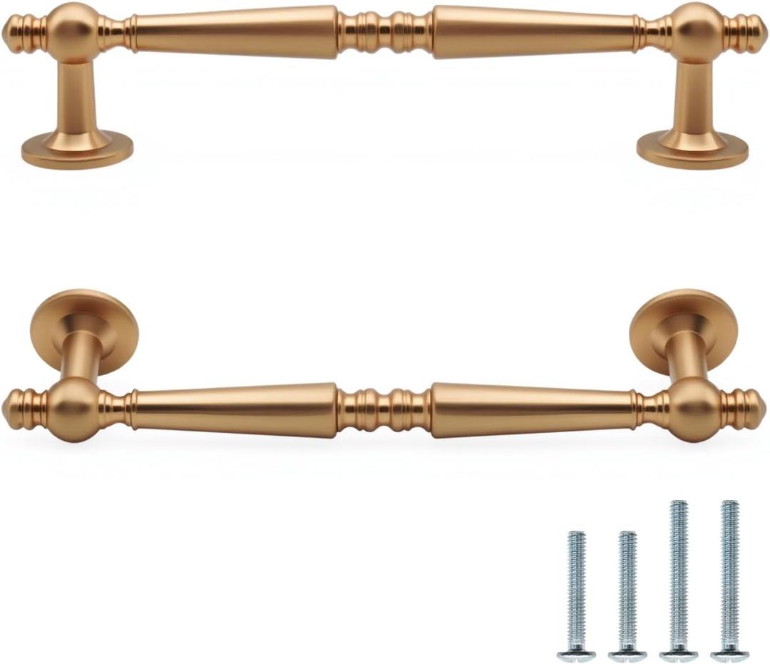 10 Pack Champagne Bronze Cabinet Pulls 5 Inch/128mm Hole Center Zinc Alloy Handles for Drawer Dresser Kitchen Cupboard Bathroom Furniture Hardware