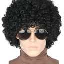 70s 80s Afro Wig Black Short Curly Hair Men and Women Disco Rock Hippie Halloween Costume Wig