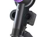 I'smartmoon Hair Dryer Holder for Dyson Supersonic, Aluminum Alloy Bracket Power Plug Holder, Bathroom Organizer for Dyson Supersonic hairdryer Care Tools (Black)