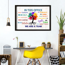 In This Office We Are A Team Wall Decor 24x18 Inch Frame Office Inspirational Wall Art, Motivational Teamwork Wooden Hanging Sign