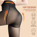 Fleece Lined Tights Women Fake Translucent Warm Pantyhose Leggings Sheer Thick Tights for Winter (Black, S)