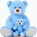 MorisMos Mom and Baby Giant Teddy Bear, 39inch Soft Big Teddy Bears Stuffed Animal Plush for Baby Shower, Birthday, Blue