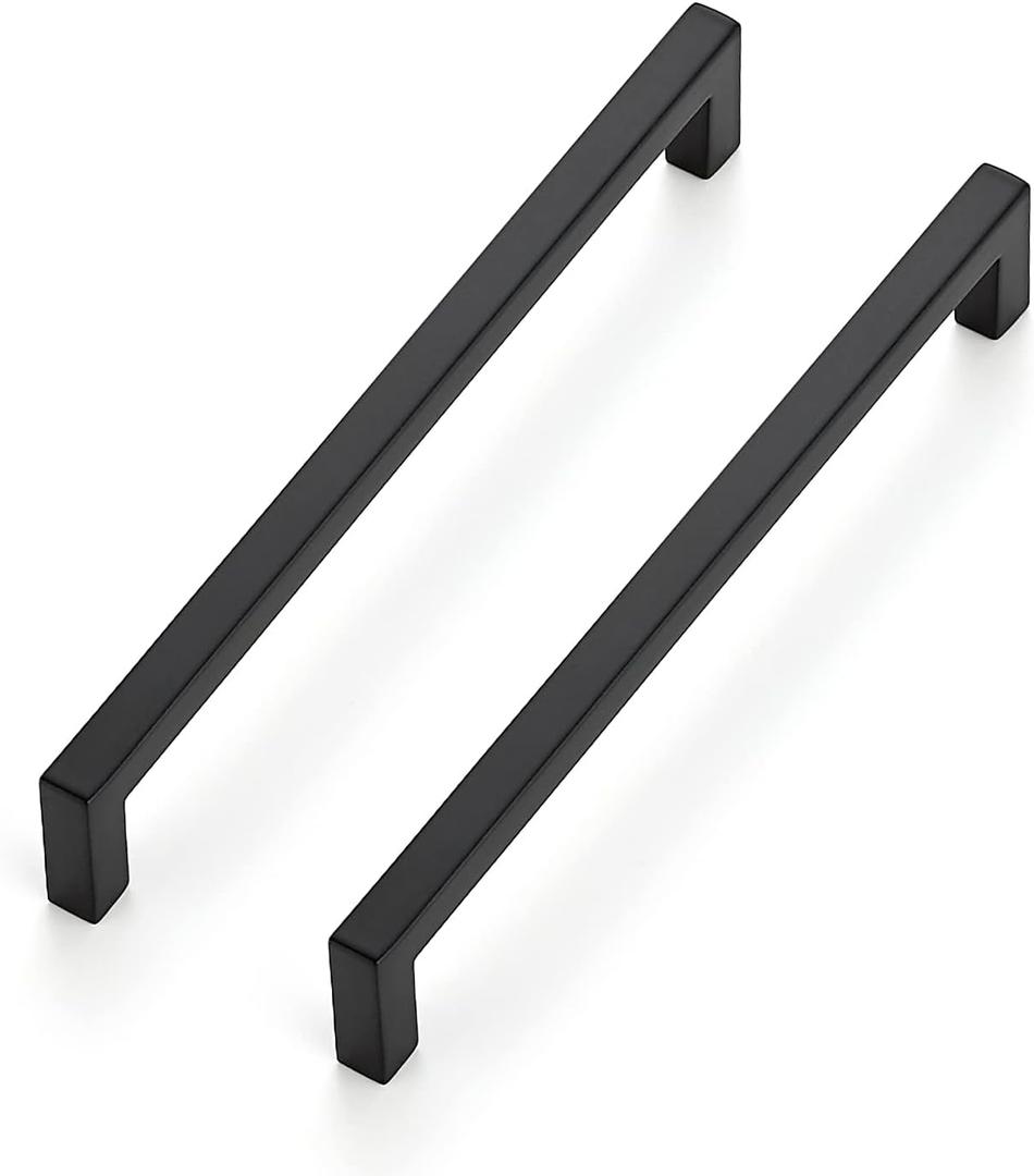 Ravinte 30 Pack Matte Black Square Drawer Handles 6-1/4 inch Center to Center (Flat Black 6-1/4'' Hole Center)