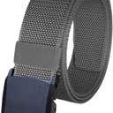 WYuZe Men's Military Tactical Web Belt, Casual Nylon Webbing with No Metal Buckle (Waist: 28"-42", Dark Gray)