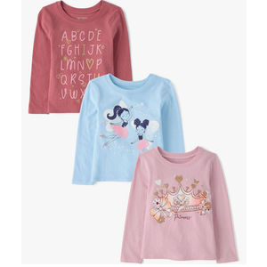 The Children's Place Baby-Girls and Toddler Unicorns,Butterflies,Trends Long Sleeve Graphic T-Shirts,3 Pack. 5T