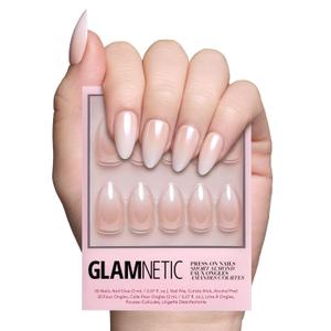 Glamnetic Press On Nails - Fiancd | Short Almond Fake Nails with a Nude Ombr for Weddings, Glossy Glazed Finish, Reusable | 15 Sizes - 30 Nail Kit with Glue