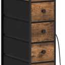 Tohomeor Narrow Dresser Tall Skinny Storage Tower Vertical Slim Chest of Drawers with Charging Station Small Nightstand Side Table for Bedroom, Bathroom, Small Spaces (Rustic Brown, 4 Drawers)