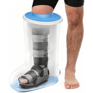 YUNCHI Waterproof Leg Cast Cover for Shower, Fits Adult Leg Size 12"-29" | Reusable Cast Protector with Non-slip Bottom, Waterproof Cast Cover Fits Plus Size Adult Post Surgery Boots, Braces, NEW-Extra Wide-Knee/Half-Leg