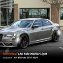 LED Side Marker Light Compatible with Chrysler 300 for Chrysler 300s for Chrysler 300c 2015 2016 2017 2018 2019 2020 2021 2022 2023 2024 Front Rear Side Marker Light, Smoked Lens, 4PCS