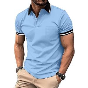 ZITY Mens Polo Shirts Casual Short Sleeve Athletic T-Shirts Classic Contrast Collar Shirt with Pocket XL