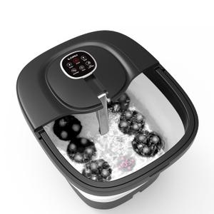 Foot Spa Bath Massager, Upgraded Foot Bath with Circulation Heat, Motorized Shiatsu Massage Balls, Pedicure Soaking Tub with Waves, Remote, Handle, Feet Stress Relief, Gifts