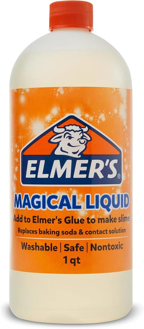 Elmer's Magical Liquid, Slime Activator Solution, Updated Formula for Double Slime Output, Safe and Washable, 1 Quart (Clear)