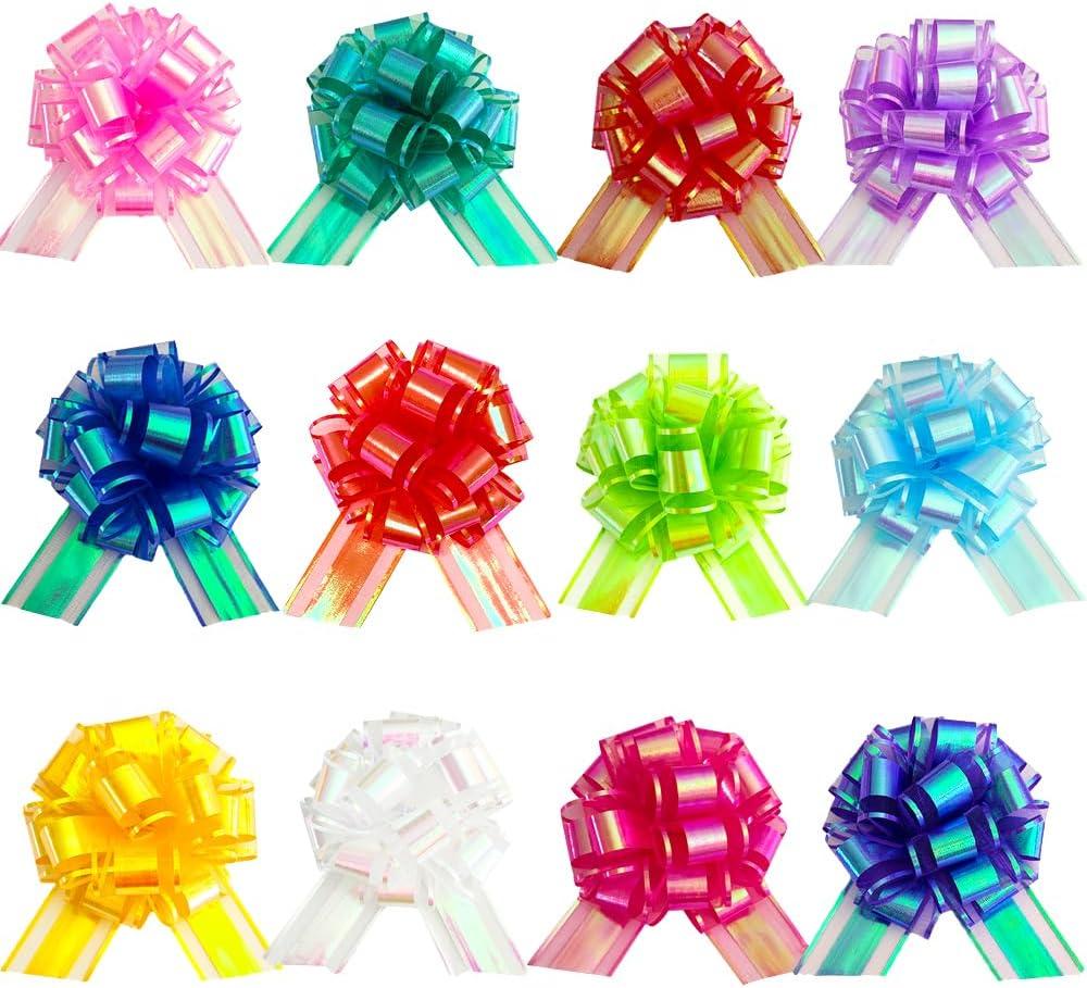 24 Pcs Rainbow Finish Bows for Gift Wrapping Set, 6 Inch Gift Bows, Party Decorations, DIY Crafts, Wedding Decorations,Party Supplies(Rainbow Multi-Color) (1 Count (Pack of 24))