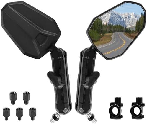 Evermotor 360° Motorcycle Mirror, Adventure Motorcycle Mirrors - Adjustable M8 M10 Compatible with Most Motorcycles, ADV, ATV, Moped, Quad (2 PCS)
