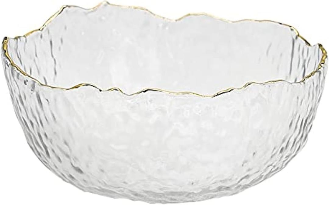 TOSSOW Glass Salad Bowl Irregular Shape Serving Bowls, 25 oz Pyrex Mixing Bowls for Kitchen Prep, Fruit, Snack, Dessert, and Candy Dishes or Nut Bowls(Transparent)