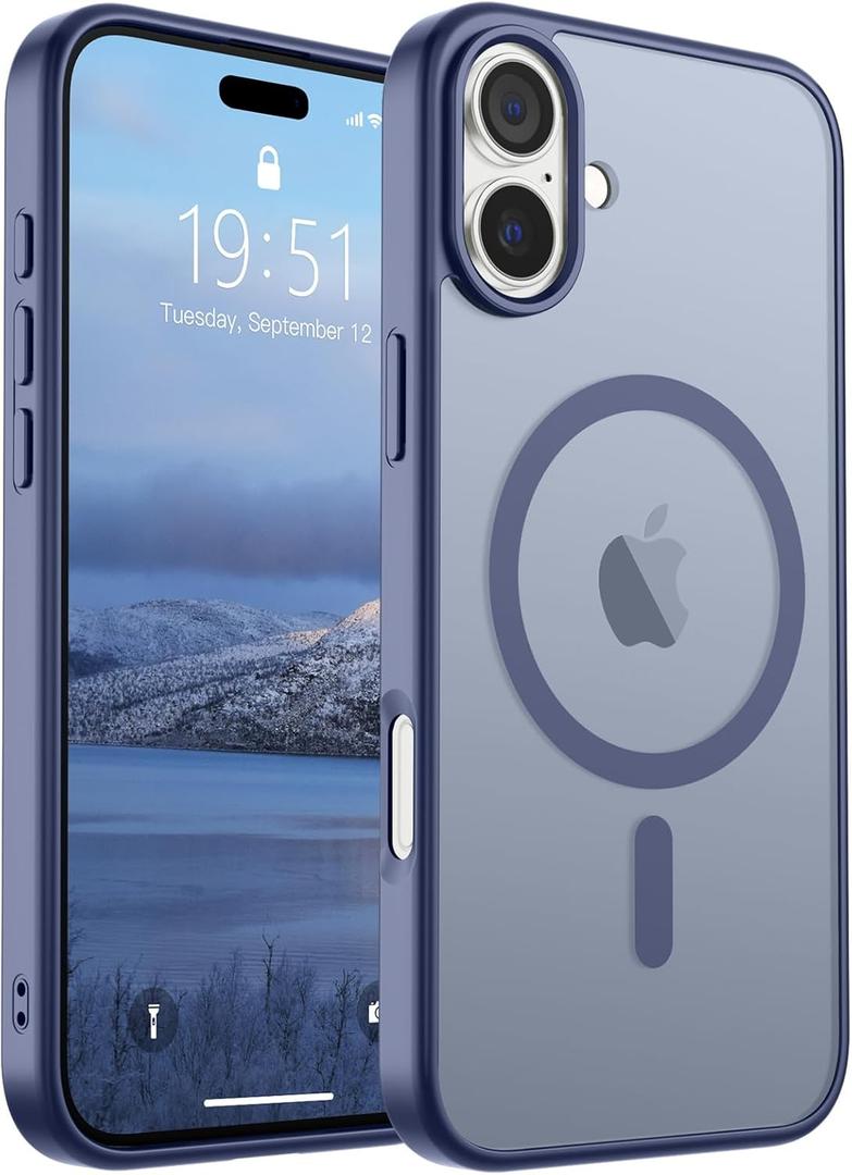 SUPFINE Magnetic for iPhone 16 Case (Compatible with MagSafe) (Military Grade Drop Protection) Slim Translucent Matte Shockproof with Anti-Fingerprint Phone Case,Lavender Gray