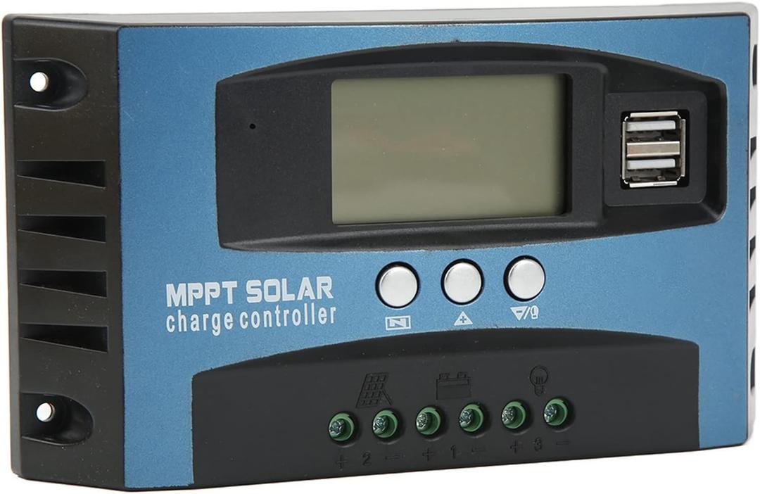 Eujgoov 100A LCD Solar Charge Controller 12V 24V with 2 USB Over Current Protection Regulator Panel Accessories
