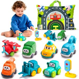 ALASOU 8 PCS Baby Cranes Car Toys for 1 Year Old Boy with Playmat/Storage Bag|1st Birthday Gift Easter Basket Stuffers for Toddler Toys 1-2|Baby Toys 1 Year Old Boy Gifts for Infant 12 18 Months