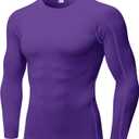 SPVISE Men's Compression Shirt Long Sleeve Athletic Workout T-Shirts Top Active Sport Baselayer Undershirt Gear Shirt Dry Fit (X-Large, Crewneck-purple)