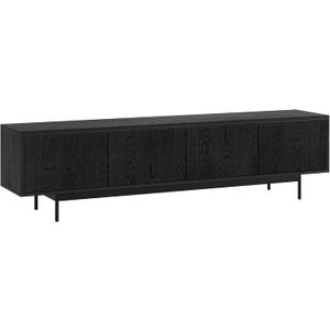Henn&Hart Fluted TV Stand for TVs up to 85" with 2 Open-Concept Ribbed Storage Cabinets for Living Room, Family Room, or Office, Black
