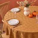 Biscaynebay Fall Round Tablecloth 60''-Amber Thanksgiving Autumn Harvest Gathering Jacquard Fabric Damask Table Cloth, Small Circle Folding Table Covers Kitchen Dinner Dining Picnic Holiday Parties