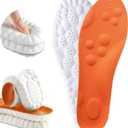 4D Cloud Insoles for Men, Women, Breathable Memory Foam Cloud Massage Insoles, Enhanced Arch Support & Cushioned Comfort, Relief Foot Pain, Fits All Shoe Types(1 Pair-Orange, Men 9-10/Women 11-12)