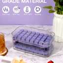 Doonly Easy Release Ice Cube Tray with Lid and Bin, 2 Pack Ice Cube Trays for Freezer, 64 Pcs Ice Trays for Whiskey Cocktail, Tea, Coffee (Purple)