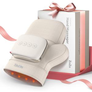 zaza Electric Hand Massager with Heat for Carpal Tunnel, Hand Massager Glove for Hand and Wrist Massager, 3 Levels Airbag Hand Compression Massager for Finger Numbness Pain Relief, Gifts for Women