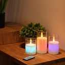 ACROSS Color Changing Flameless Candles With Remote Control, Battery Operated Candles LED Pillar Candle with Timer, 4'' 5'' 6'' candles set of 3 Pack For Wedding Centerpieces Holiday table Decorations