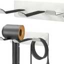 Hair Dryer Holder, Wall Mounted Rack Compatible with All Hair Dryer, Space Organizer for Bathroom/Bedroom/Washroom/Barbershop, 304 Stainless Steel, Self Adhesive (Silver)