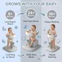 Baby Bath Stand with Built-in Seat - Duck Design - Anti-Slip Base - Baby Shower Stand for Sitting or Standing (Gray)