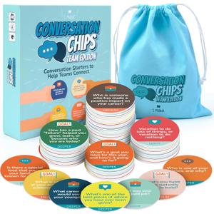 T MARIE Conversation Chips Team Building Game - Fun Ice Breaker Cards for Work - Conversation Starters and Team Building Activity - 200 Prompts to Foster Team Bonding and to Get to Know Your Coworkers
