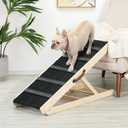Wooden Adjustable Pet Ramp for All Dogs and Cats - Non Slip Carpet Surface and Foot Pads - 40" Long and Adjustable from 12 to 24 - Up to 200LBS - Folding Dog Car Ramps for SUV, Bed, Couch (Burlywood(black))