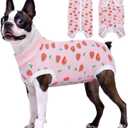 BRKURLEG Dog Recovery Suit After Surgery Female Male, Back Zipper Spay Recovery Suit for Dogs & Cats, Anti-Licking Puppy Surgical Onesie for Abdominal Wound, Cone Alternative, Pink XL